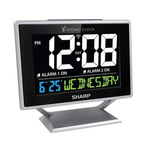 Sharp Atomic Desktop Clock with Color Display - Atomic Accuracy - Easy to Read S